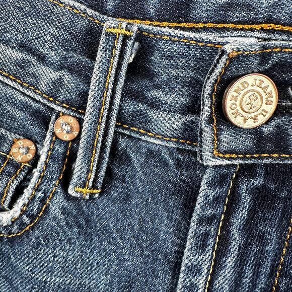 NOEND Denim Women’s Kick Flare Cropped Jeans High Rise Raw Hem Size 24 USA Boho - Picture 9 of 14